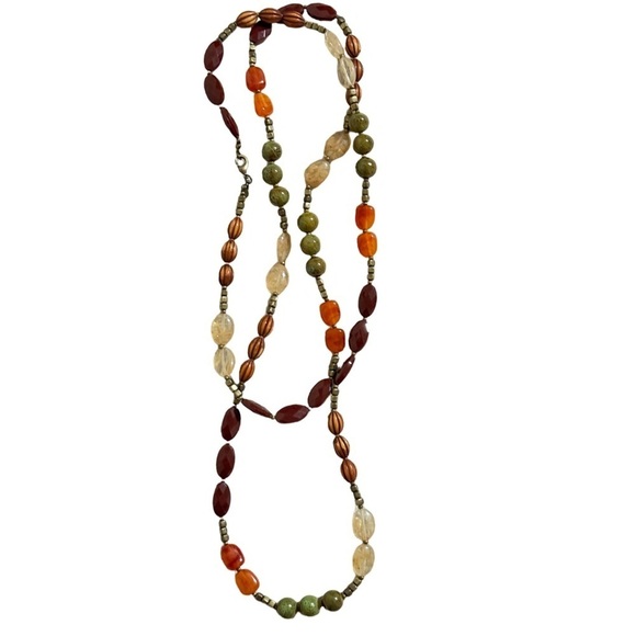ANTHROPOLOGIE • Carnelian Bead Bohemian Hippie Beach Layering Necklace - Picture 4 of 6